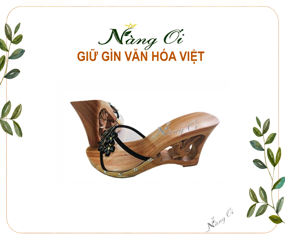 guốc gỗ cao 10cm vững chãi với thiết kế quai trong ôm chân